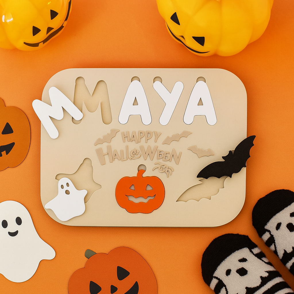 Puzzle de Halloween con nombre impreso en 3D – Regalo infantil personalizado