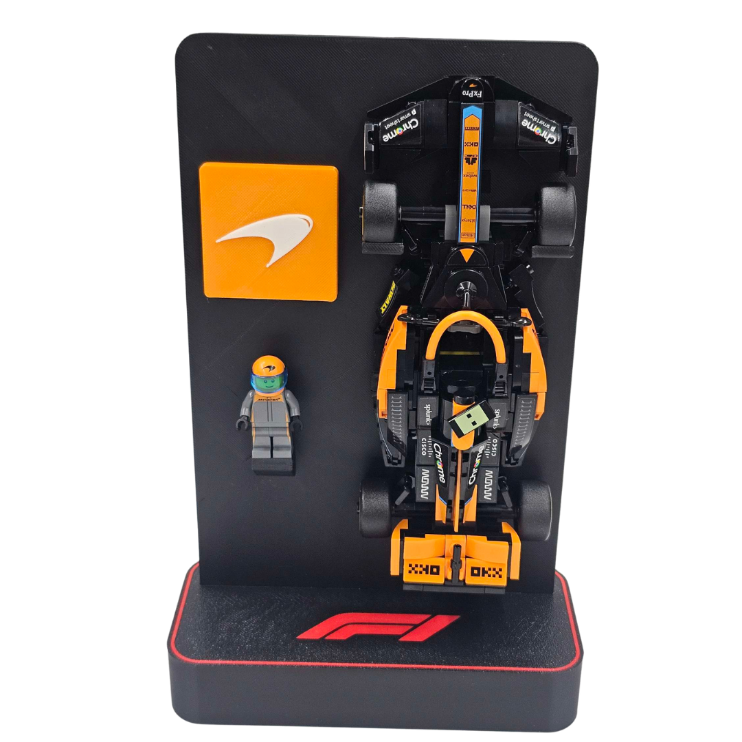 Soporte 3D para coches de LEGO con logo personalizable