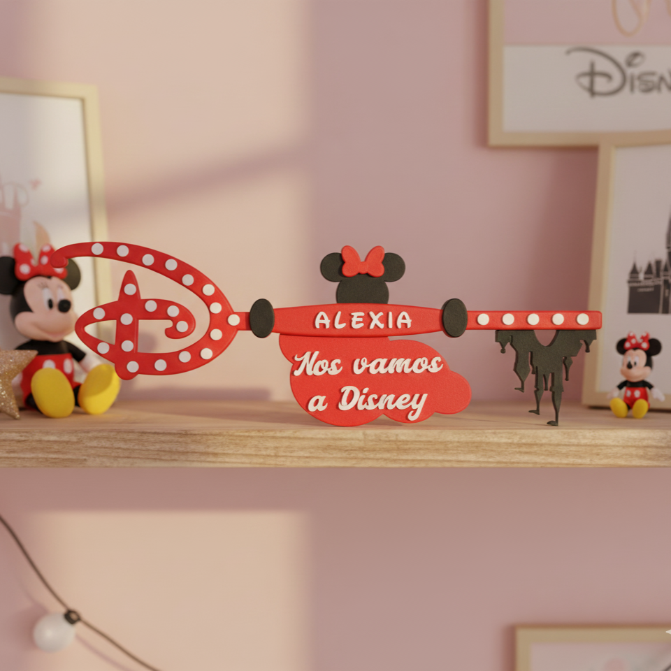 Llave Mágica Disney Impresa en 3D - Decoración Minnie Mouse (21cm)