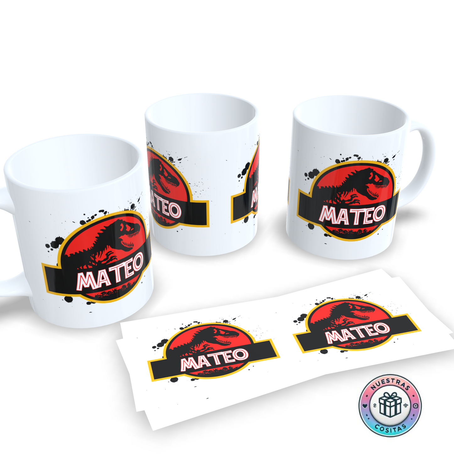 Taza personalizada estilo Jurassic Park con tu nombre