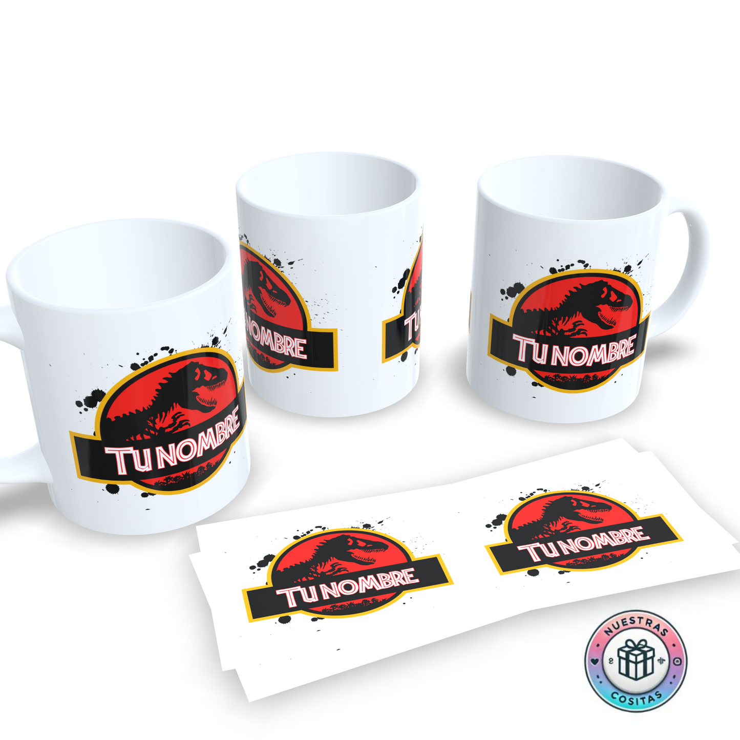 Taza personalizada estilo Jurassic Park con tu nombre