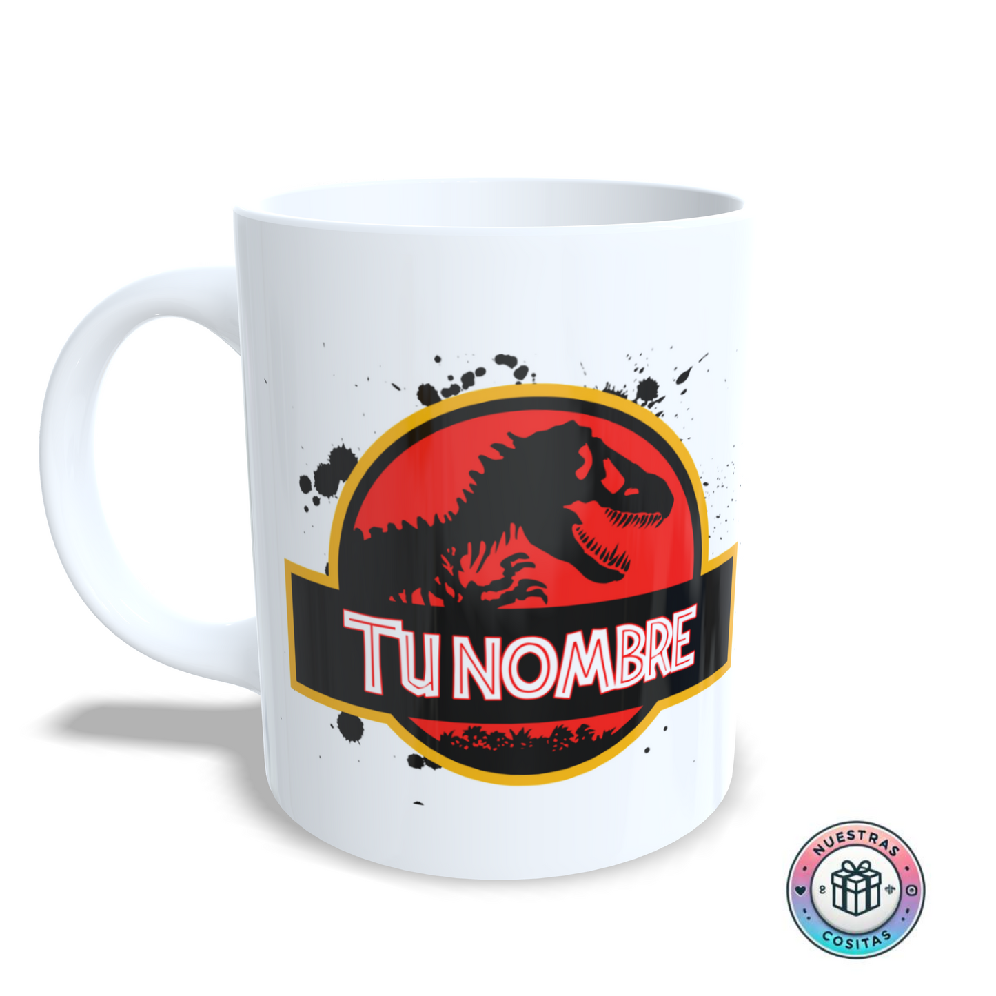 Taza personalizada estilo Jurassic Park con tu nombre