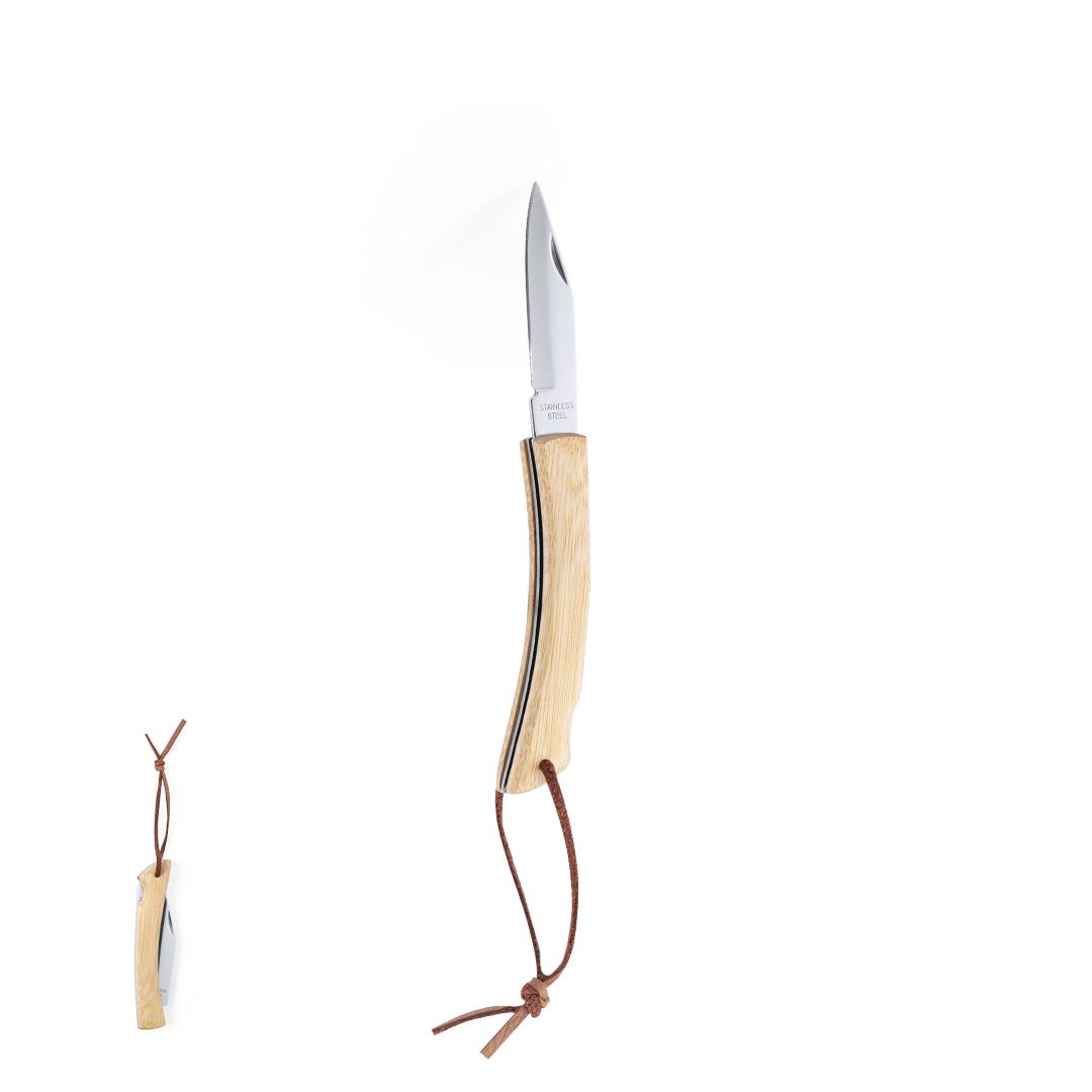 Navaja Nature de Acero Inoxidable con Mango de Bambú y Cierre de Seguridad