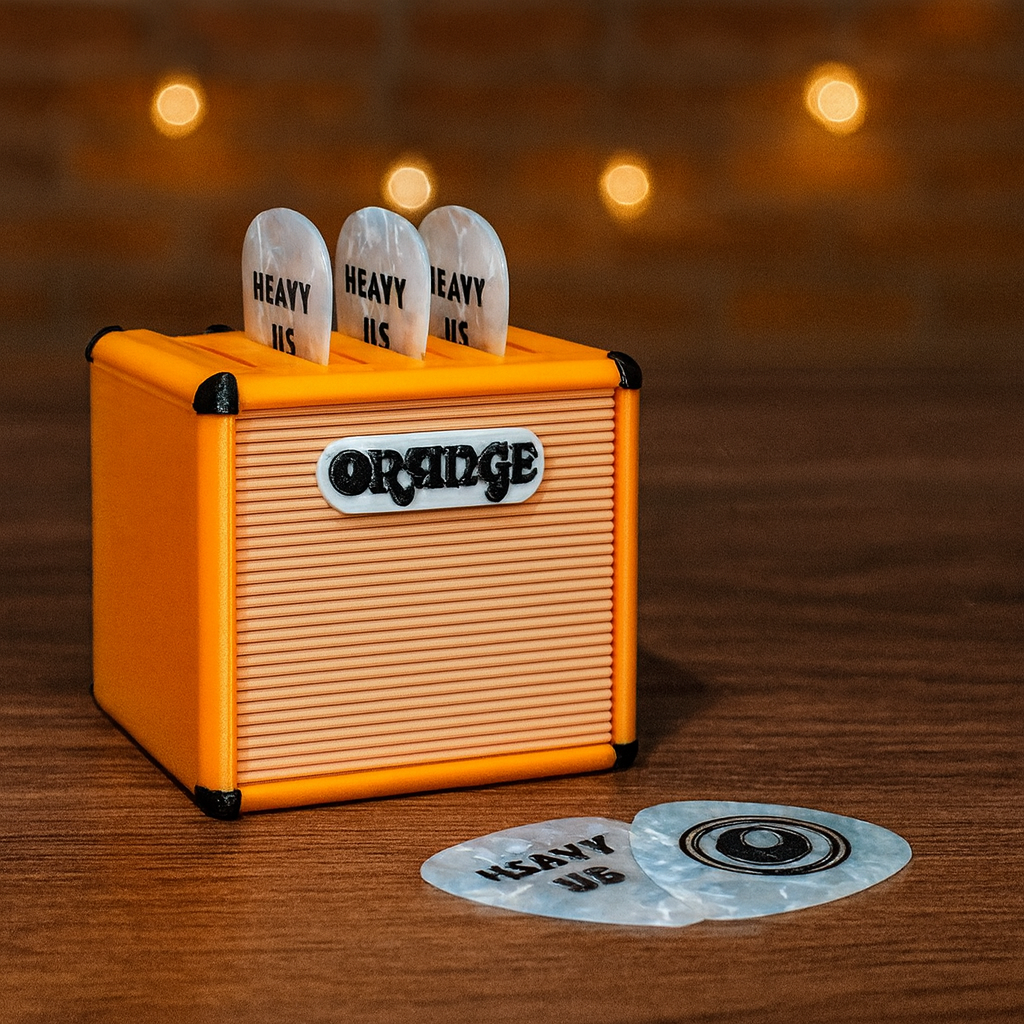 Mini amplificador porta púas de guitarra 🎸 | Organizador original para picks (Marshall, Fender, Gibson y Orange).