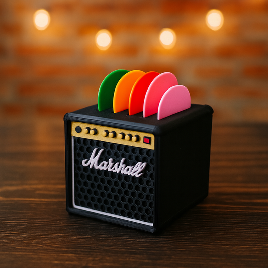 Mini amplificador porta púas de guitarra 🎸 | Organizador original para picks (Marshall, Fender, Gibson y Orange).