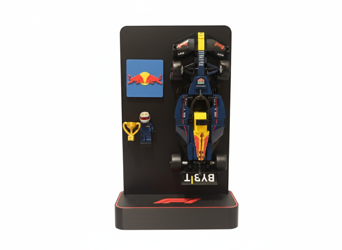 Soporte 3D para coches de LEGO con logo personalizable