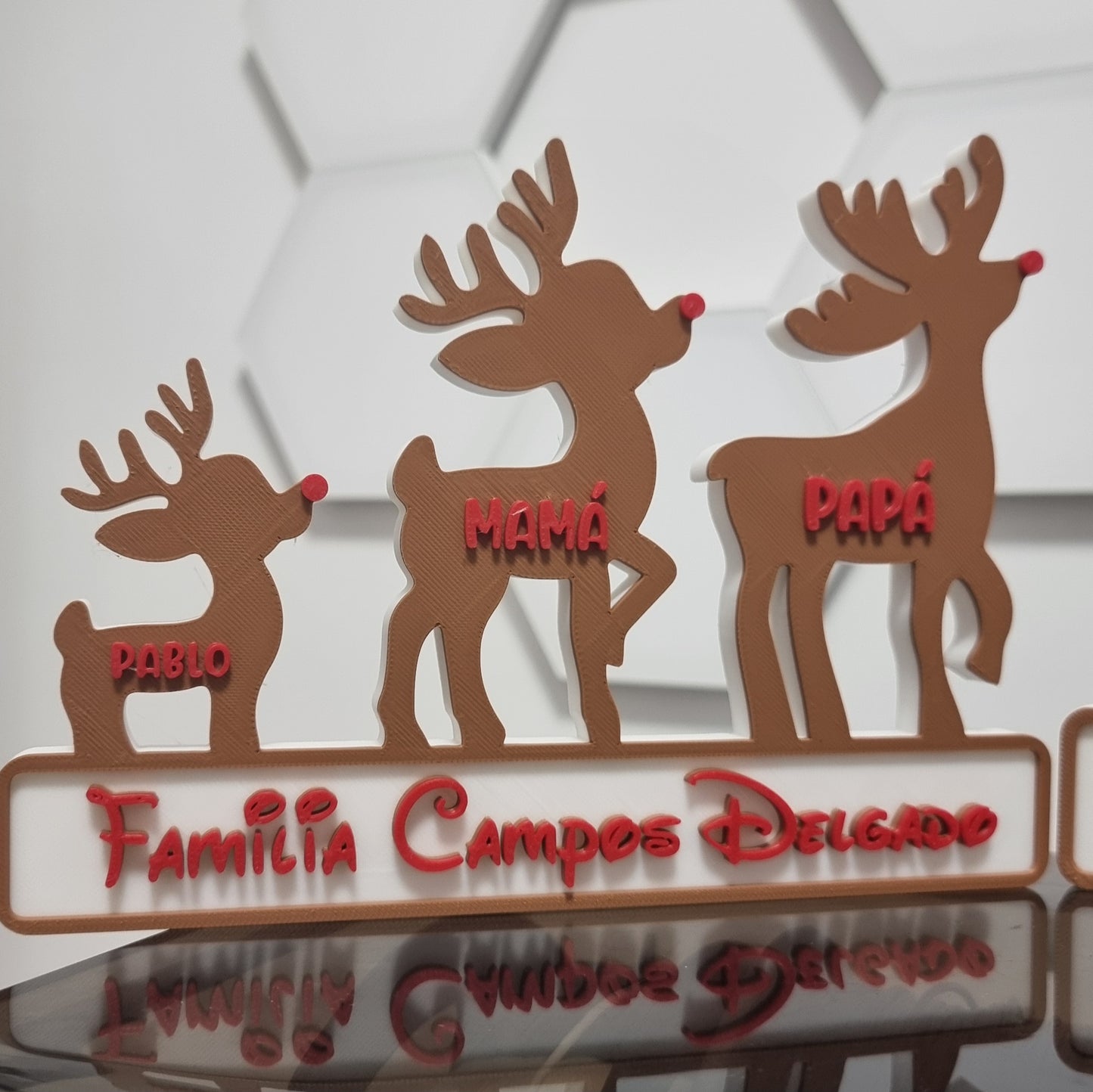 Familia de Renos Personalizable - Letrero Navideño Impreso en 3D