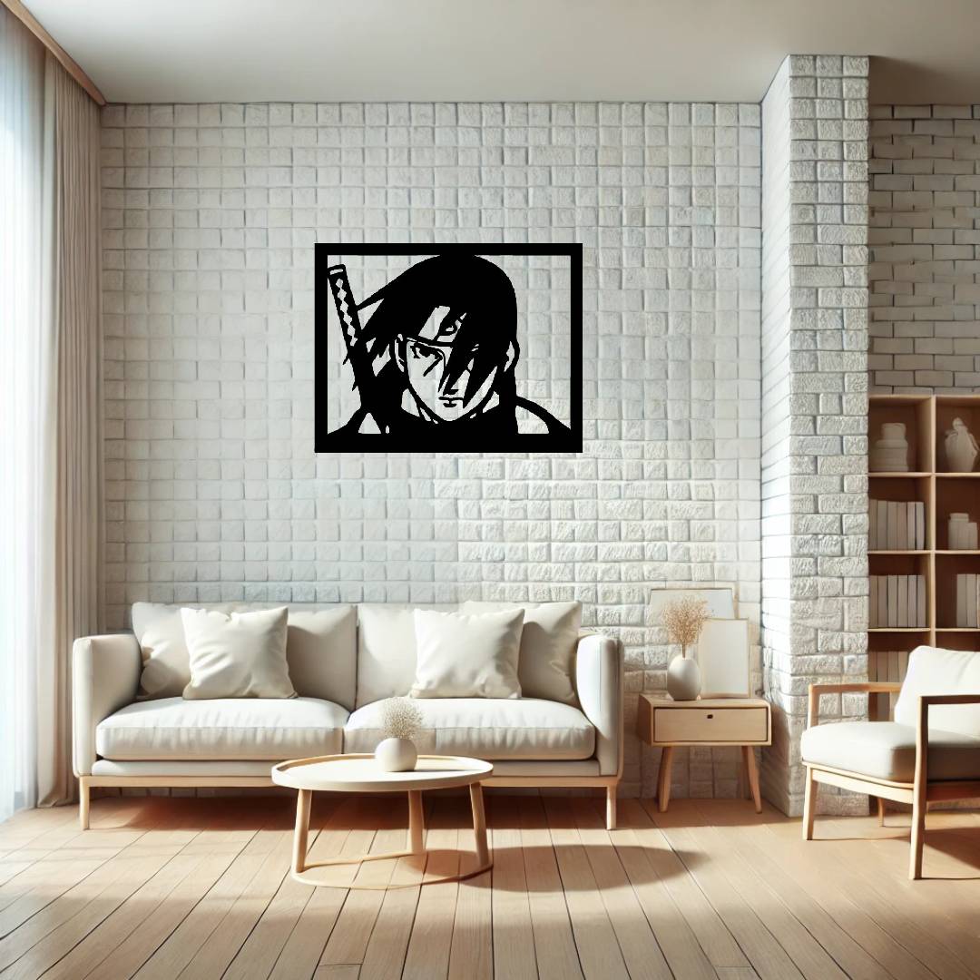 Wall art cuadro de Sasuke Uchiha (Naruto) hecho en madera