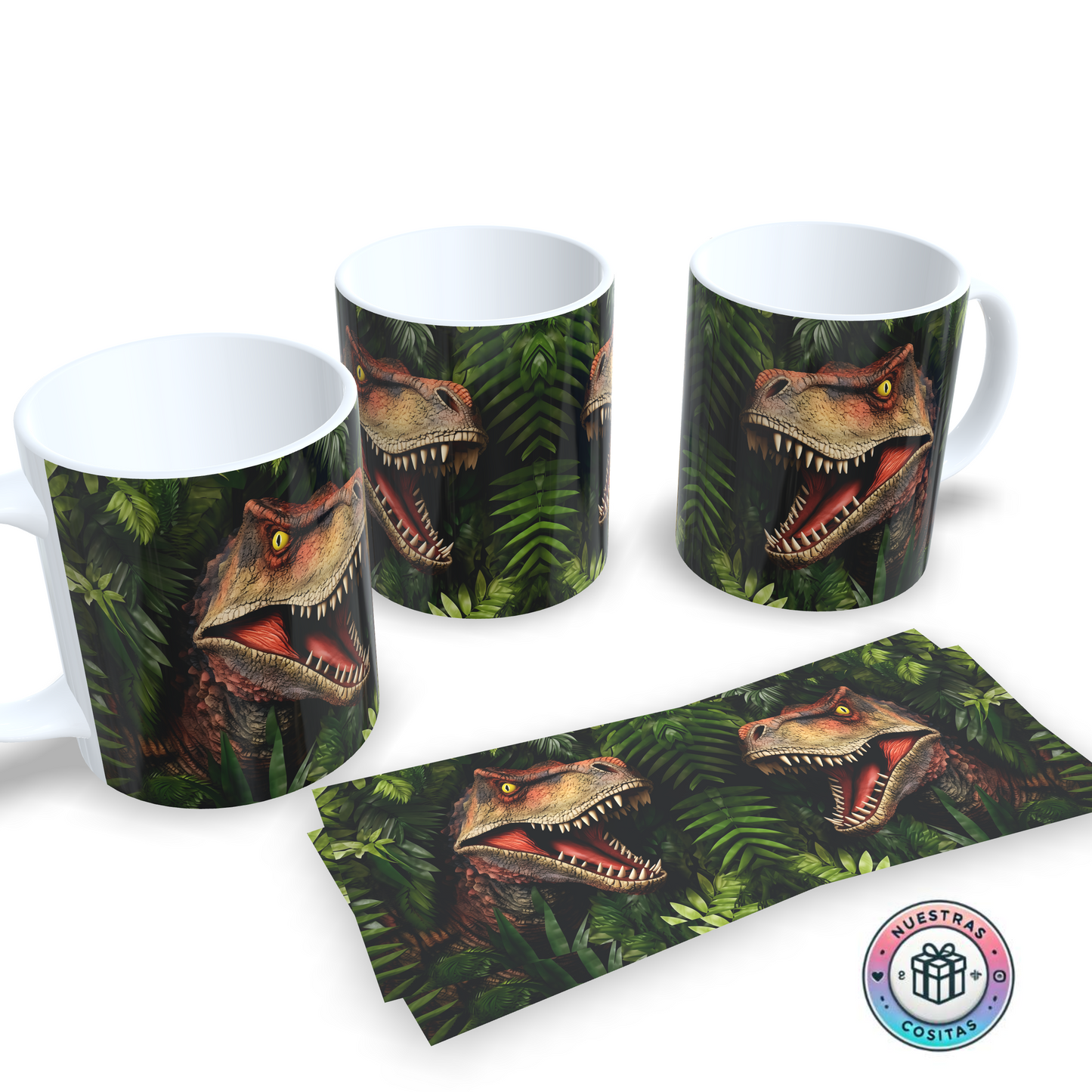 Taza Dinosaurio Realista en la Selva – Diseño Salvaje e Impactante