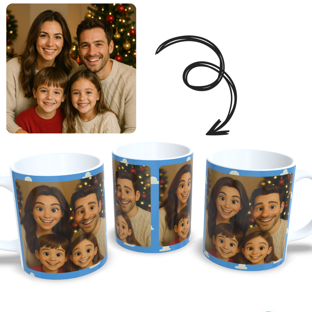 Taza con foto al estilo Pixar