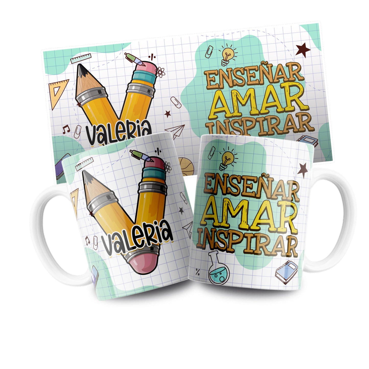 Taza personalizada “Enseñar, amar, inspirar” – Regalo para maestras y maestros