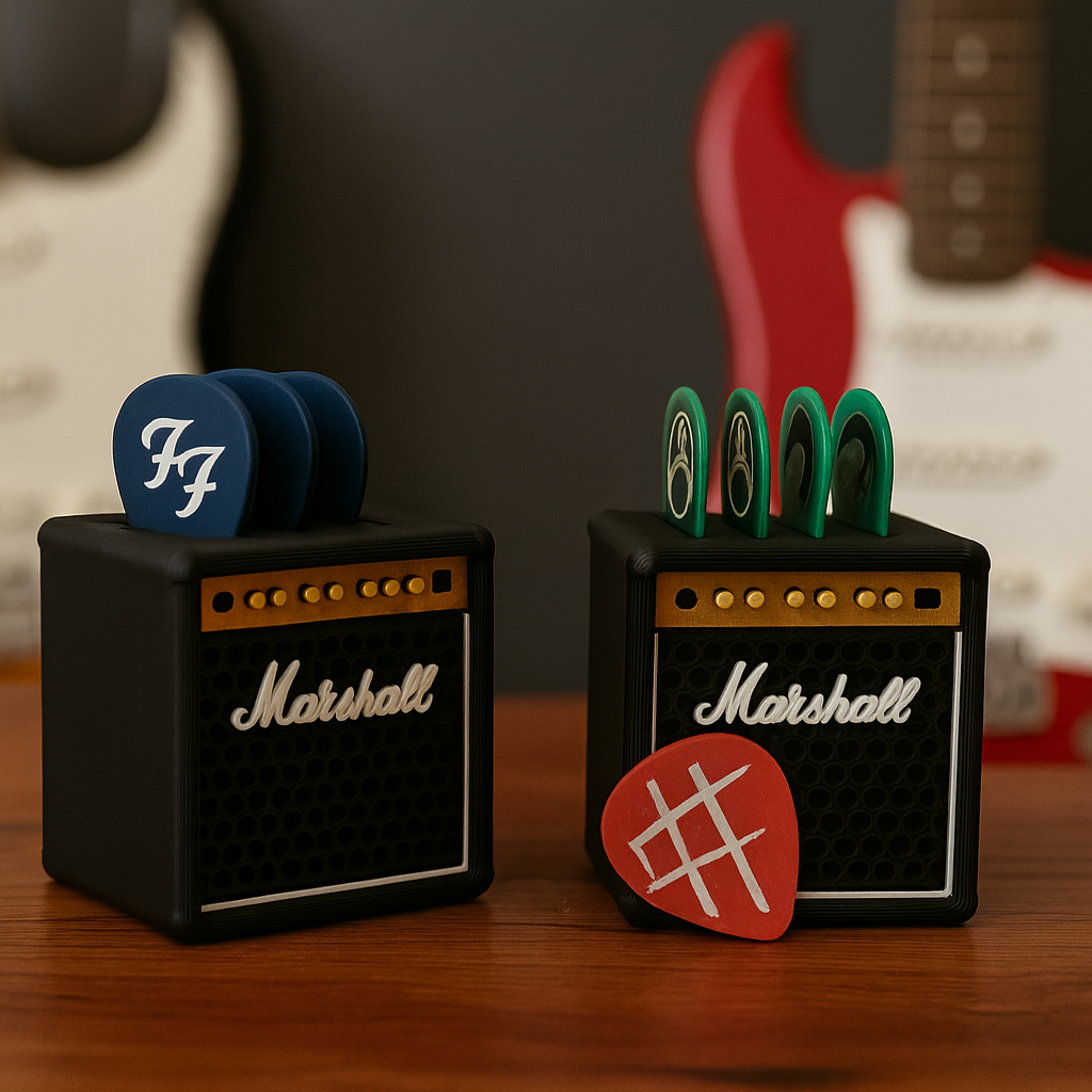 Mini amplificador porta púas de guitarra 🎸 | Organizador original para picks (Marshall, Fender, Gibson y Orange).