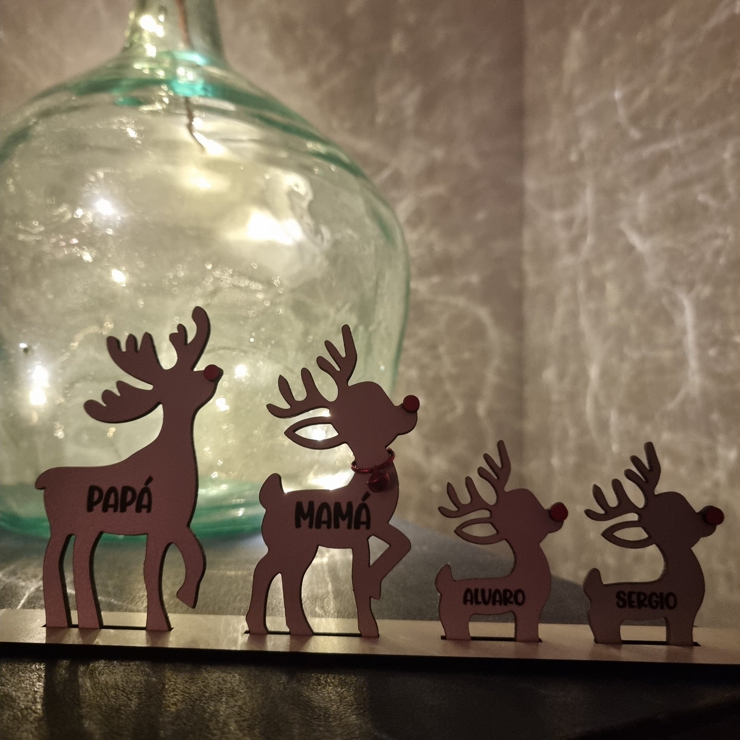 Familia de Renos Personalizable en Madera