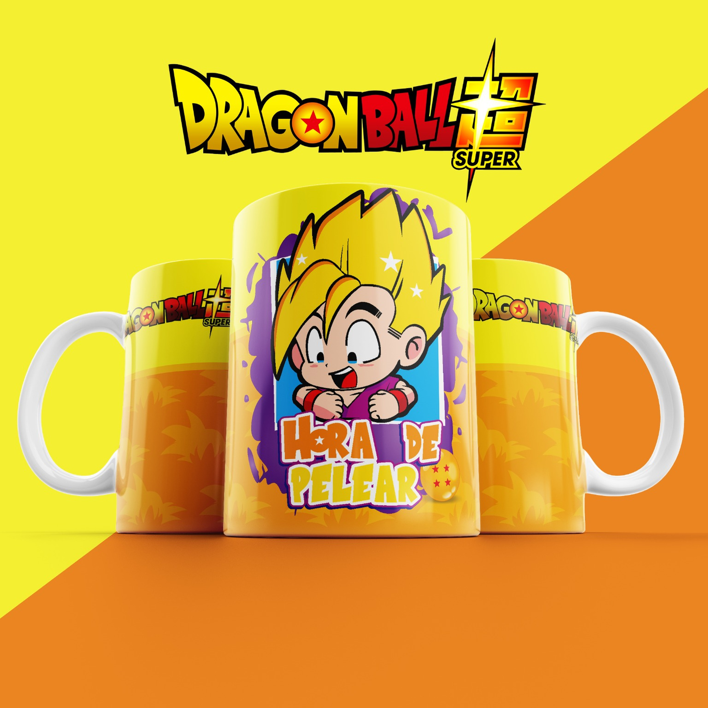 Taza Dragon Ball Super – Gohan estilo infantil "¡Hora de pelear!"