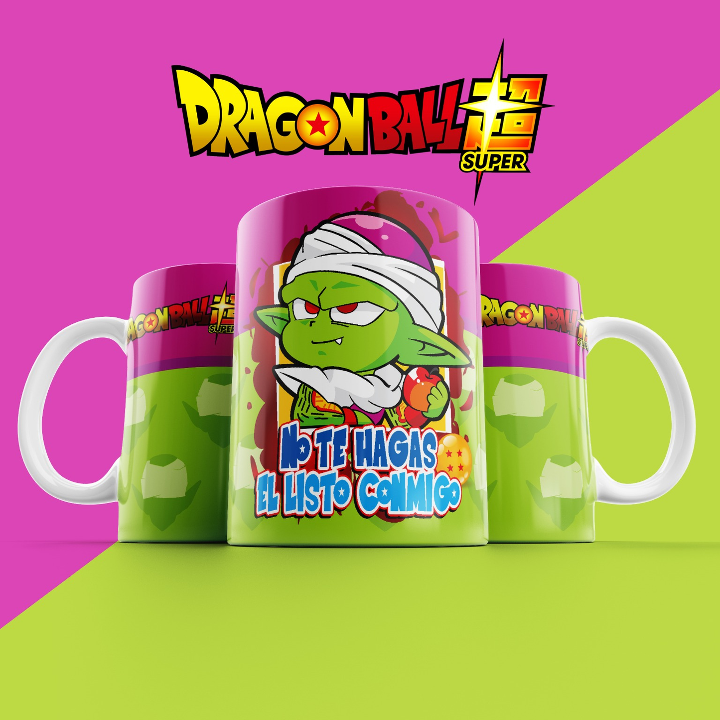 Taza Dragon Ball Super – Piccolo estilo infantil "No te hagas el listo conmigo"