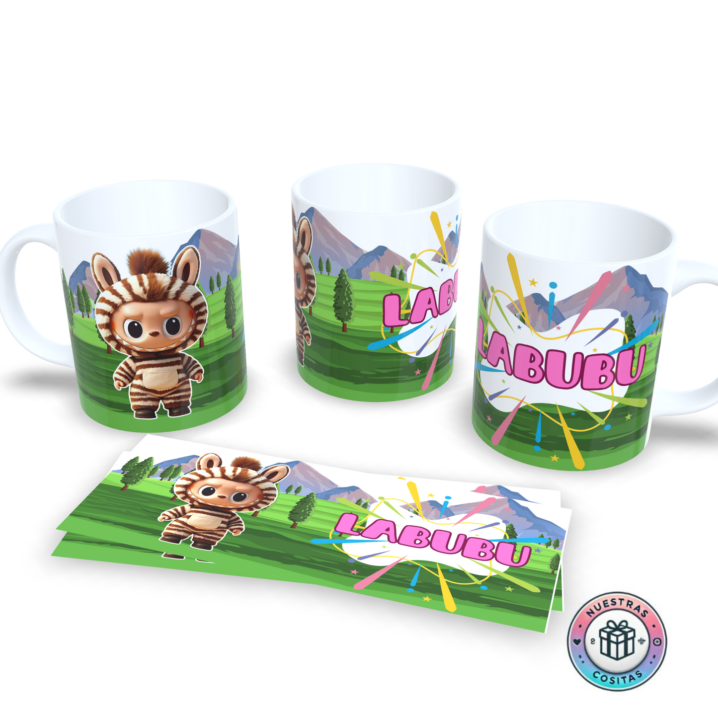 Taza Labubu disfraz de cebra – Regalo divertido