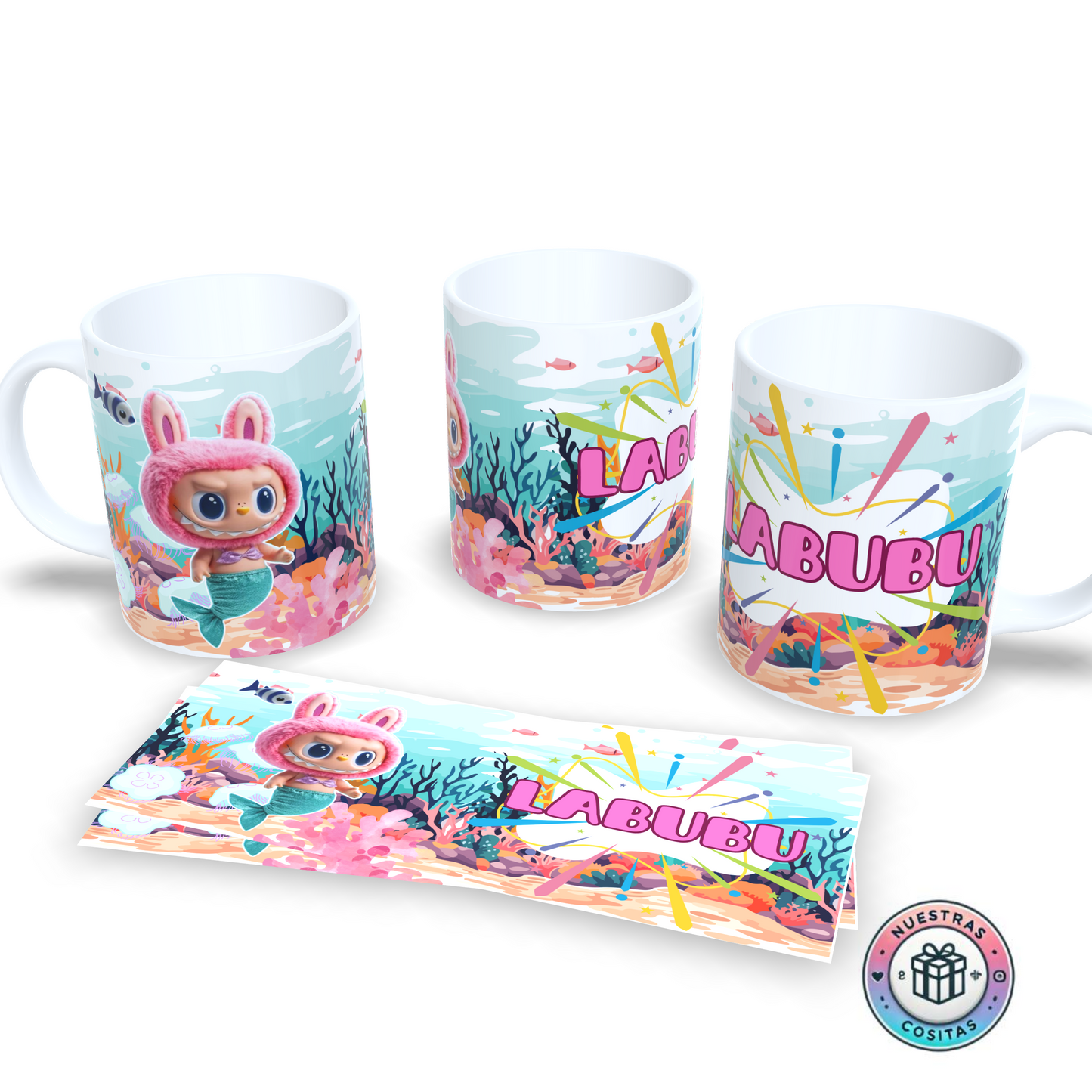 Taza Labubu con diseño de Sirena