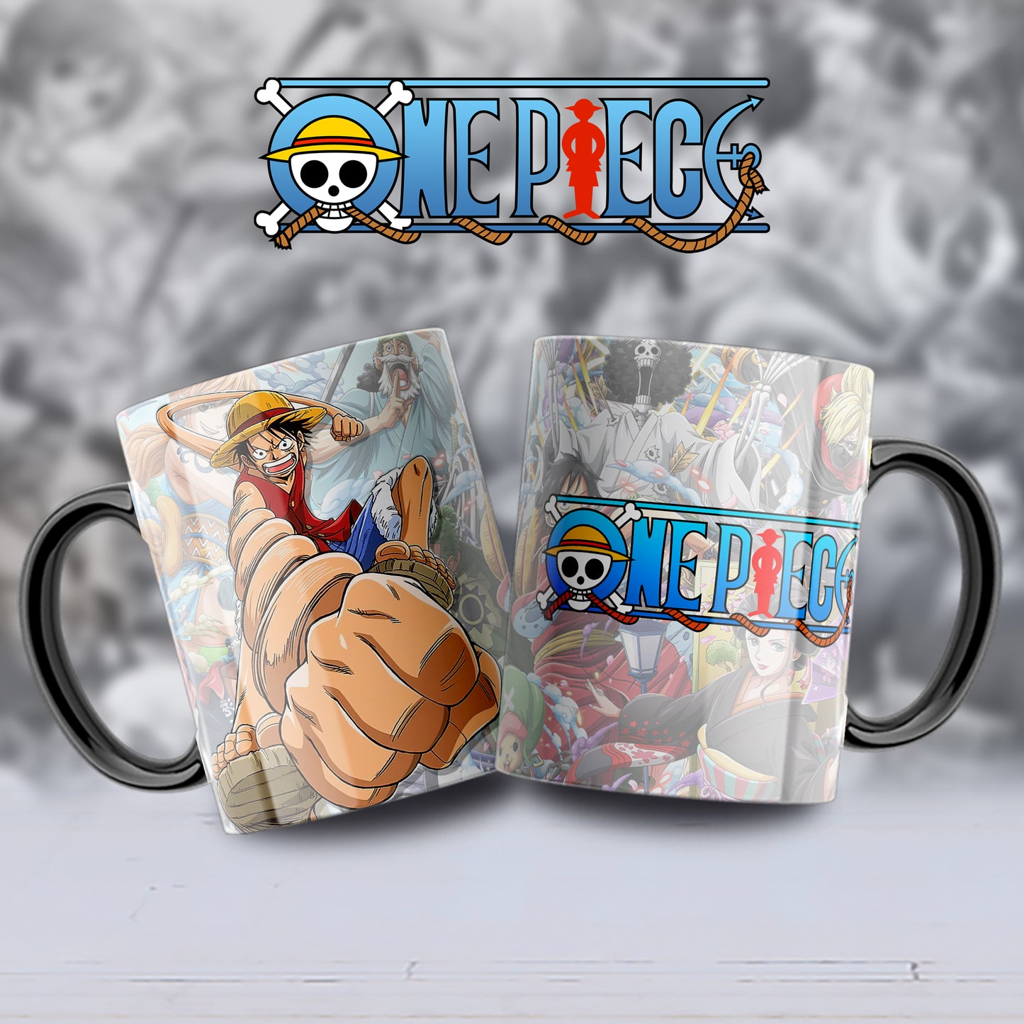 Taza personalizada One Piece – Diseño exclusivo de Luffy y la tripulación
