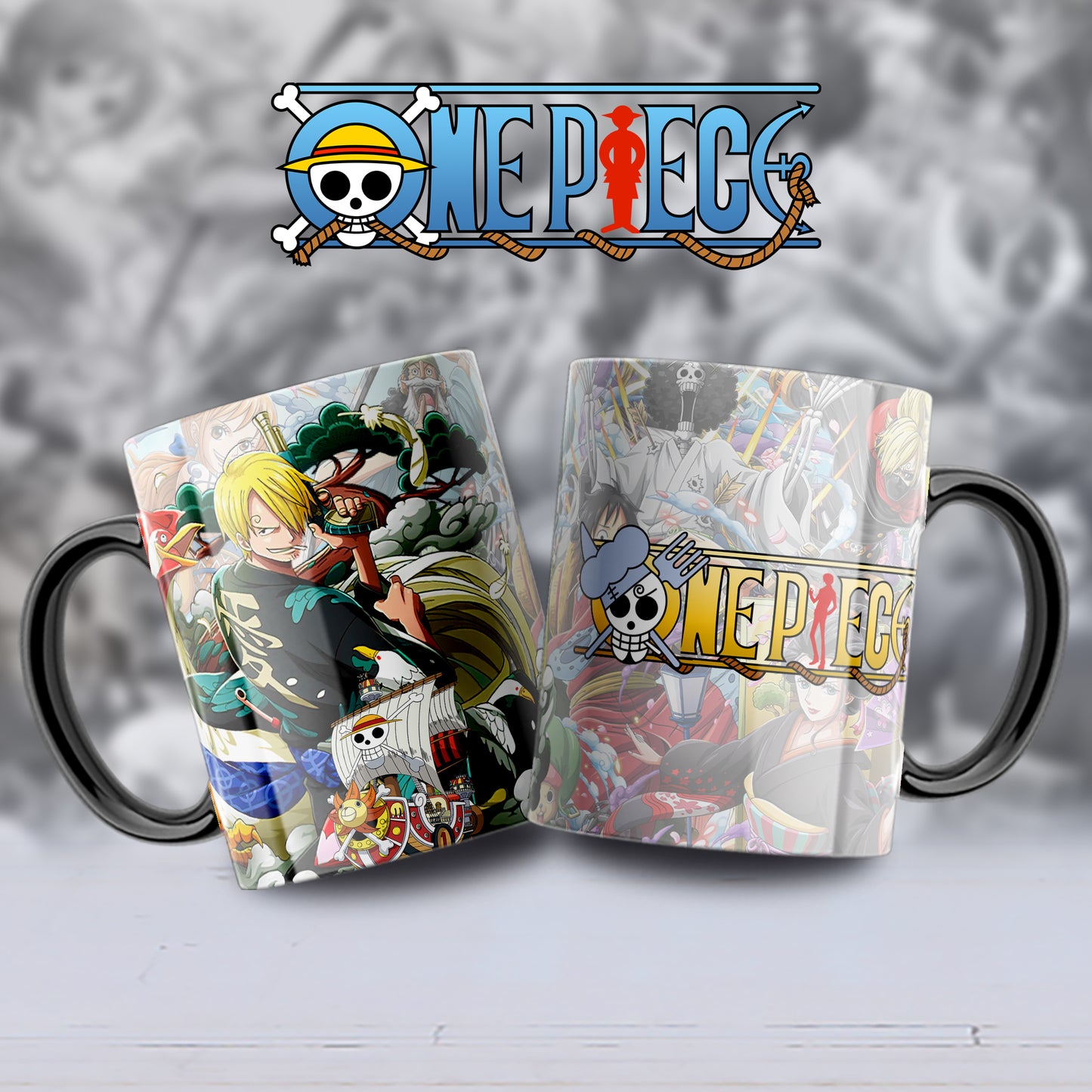 Taza One Piece – Diseño de Sanji y el Thousand Sunny