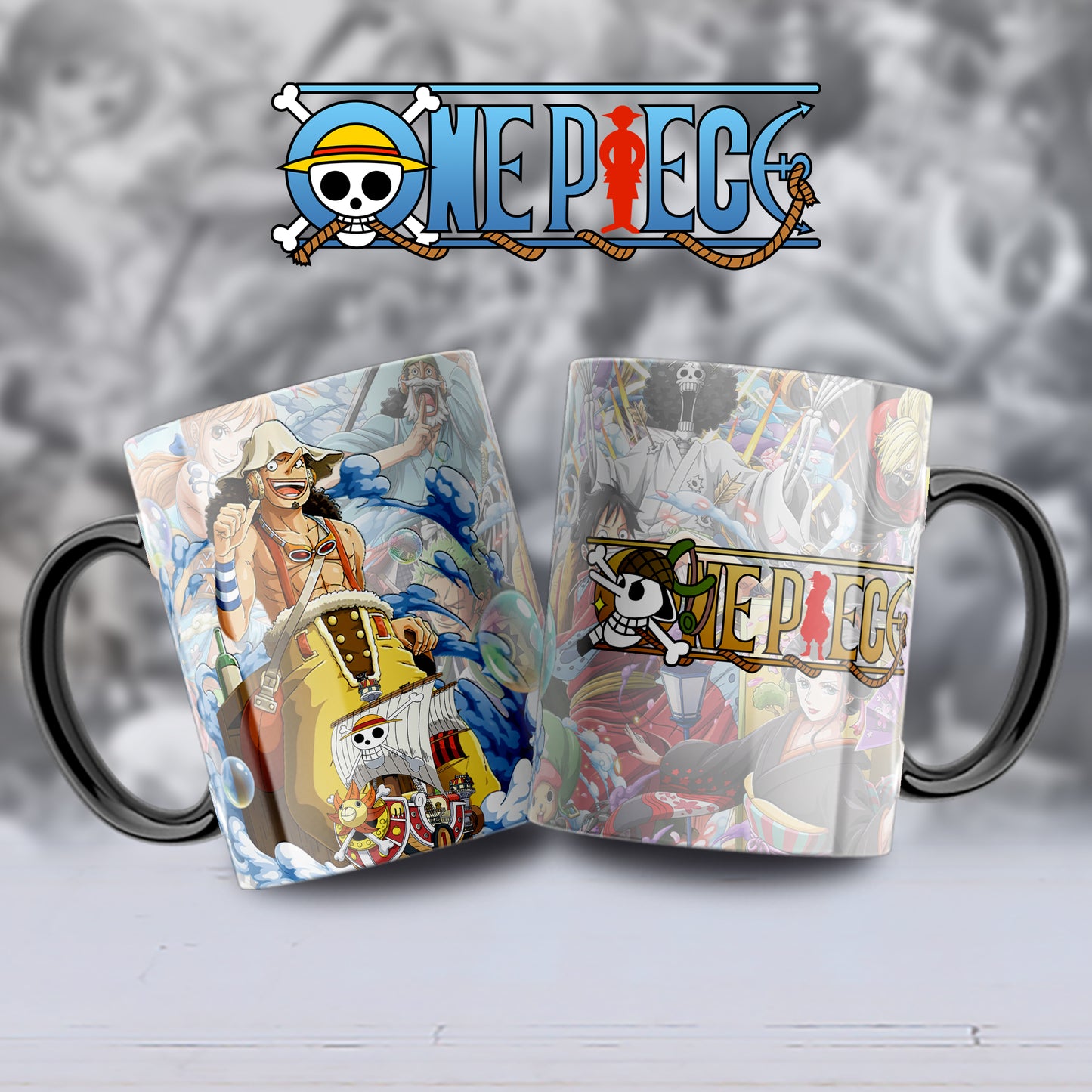 Taza One Piece – Diseño de Usopp y el Thousand Sunny