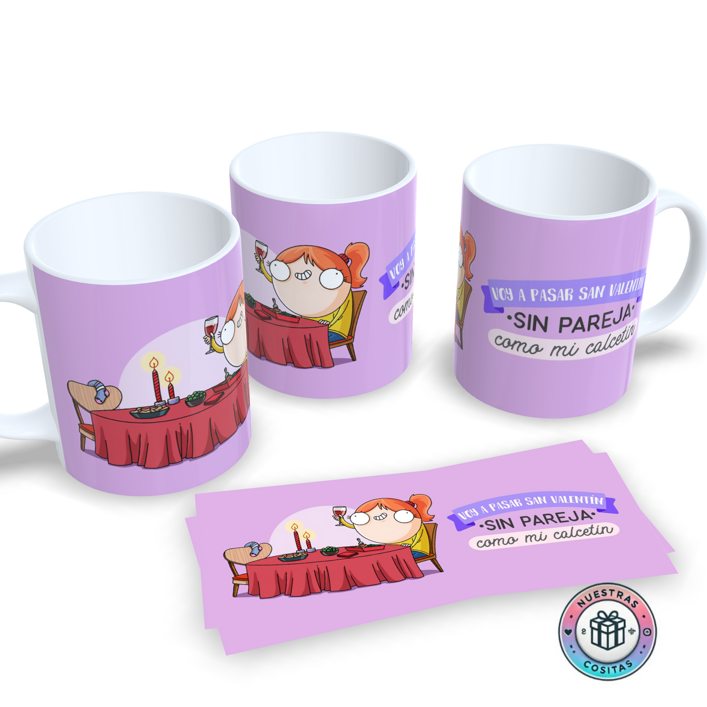 Taza Anti-Cupido Personalizada - Humor, Café y Cero Drama - Diseño 4