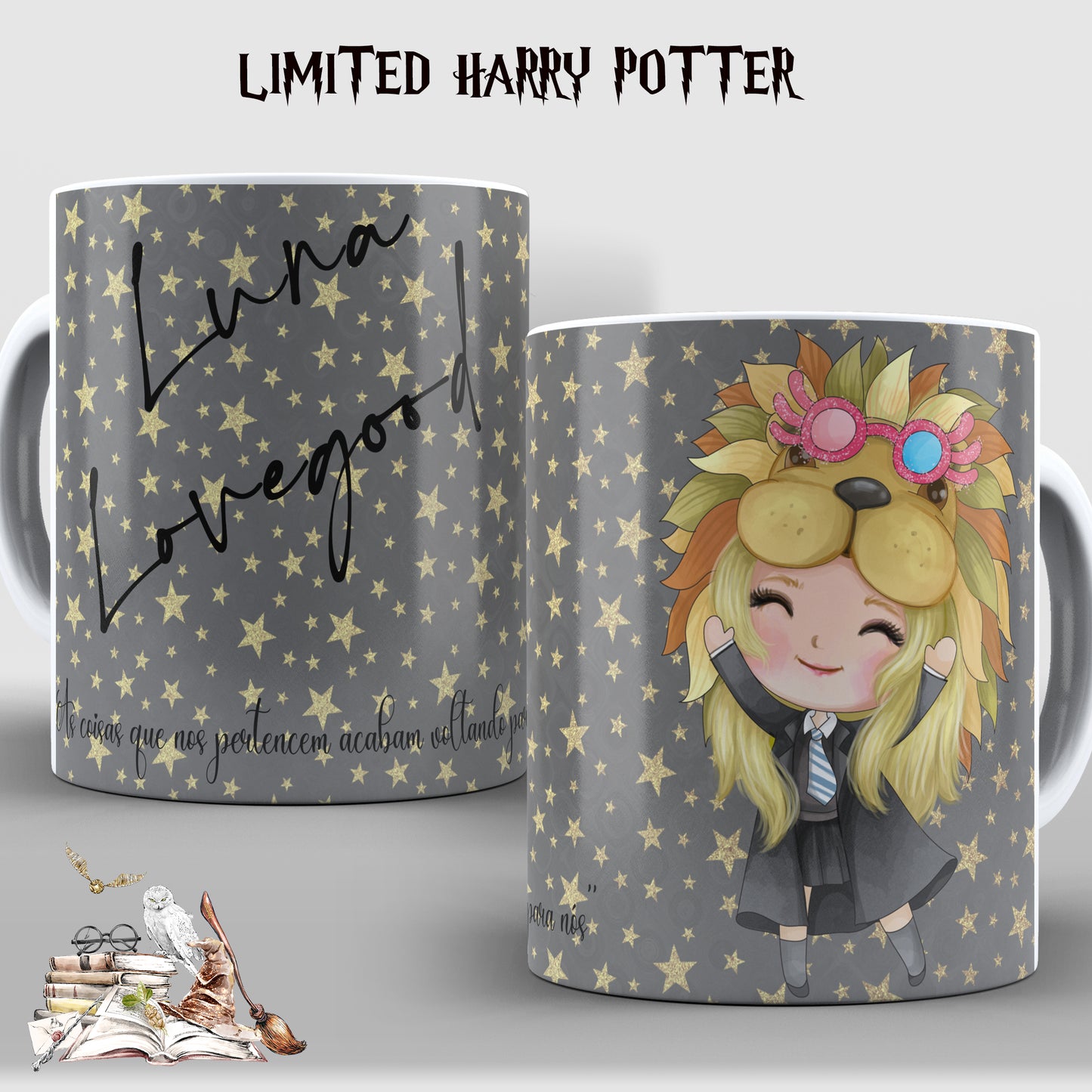 Taza Luna Lovegood Chibi – Edición Limitada con Gafas Espectro y Sombrero de León