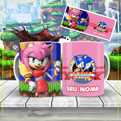 Taza personalizada Amy Rose - Regalo para fans de Sonic - Diseño con nombre incluido
