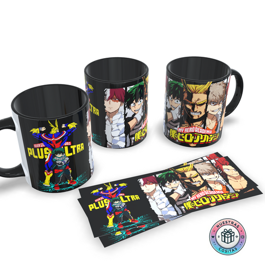 Taza My Hero Academia – Plus Ultra con Deku, All Might, Todoroki y Bakugo