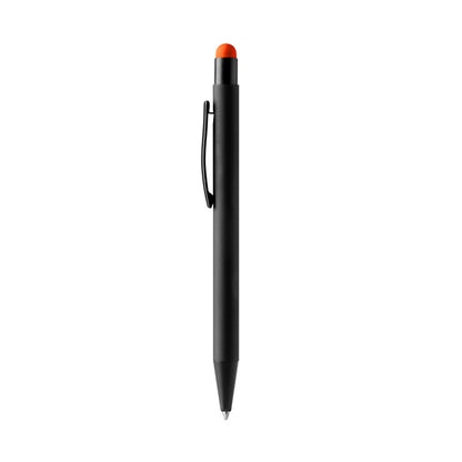 Bolígrafo de aluminio tacto suave con puntero de color · Naranja
