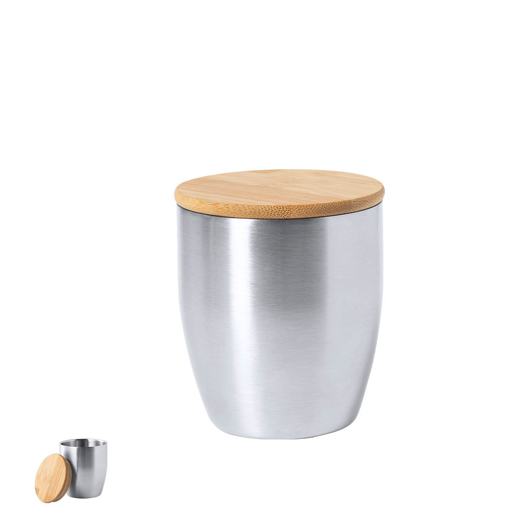 Vaso térmico pequeño con tapa de bambú 280 ml