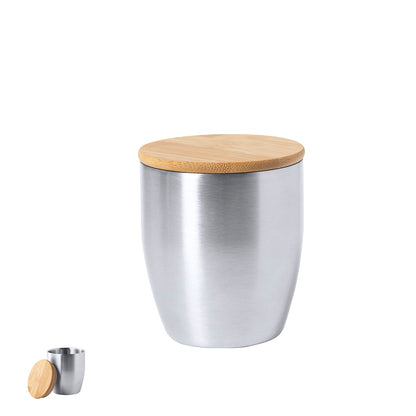Vaso térmico pequeño con tapa de bambú 280 ml