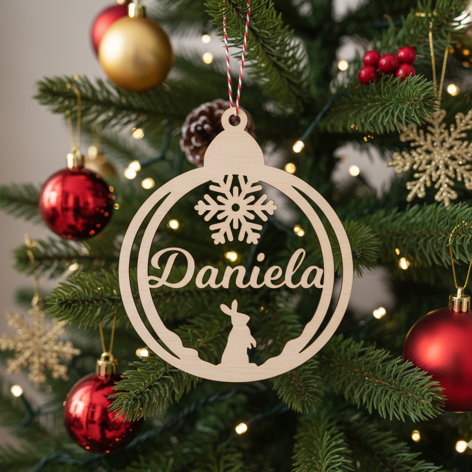 Bola de navidad personalizada diseño conejito Nº 10