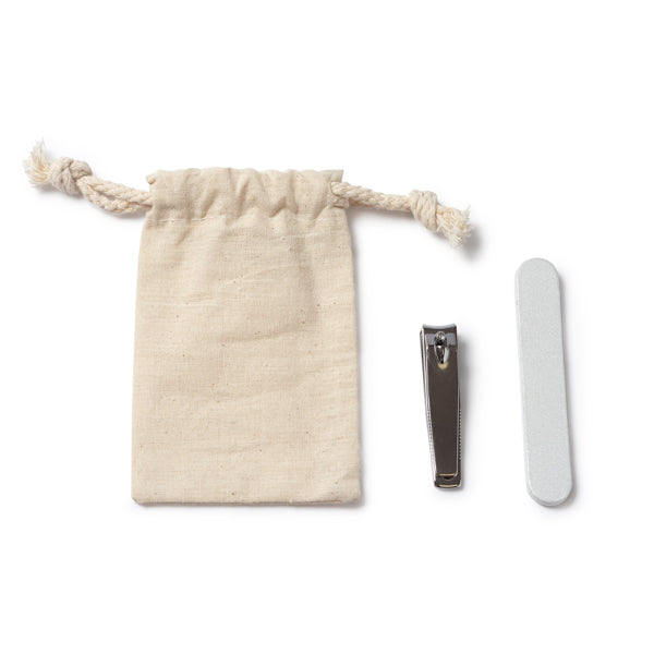Set de manicura en bolsa de algodón · Crudo