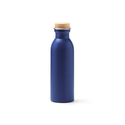 Botella de acero reciclado mate 650 ml con tapón de bambú · Royal