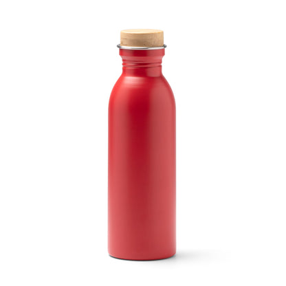 Botella de acero reciclado mate 650 ml con tapón de bambú