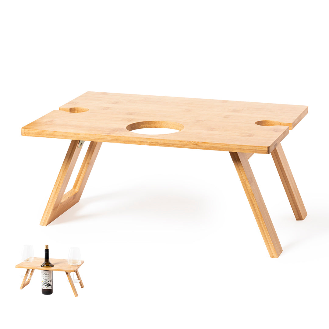 Mesa plegable de vino de bambú