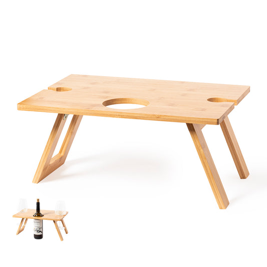 Mesa plegable de vino de bambú