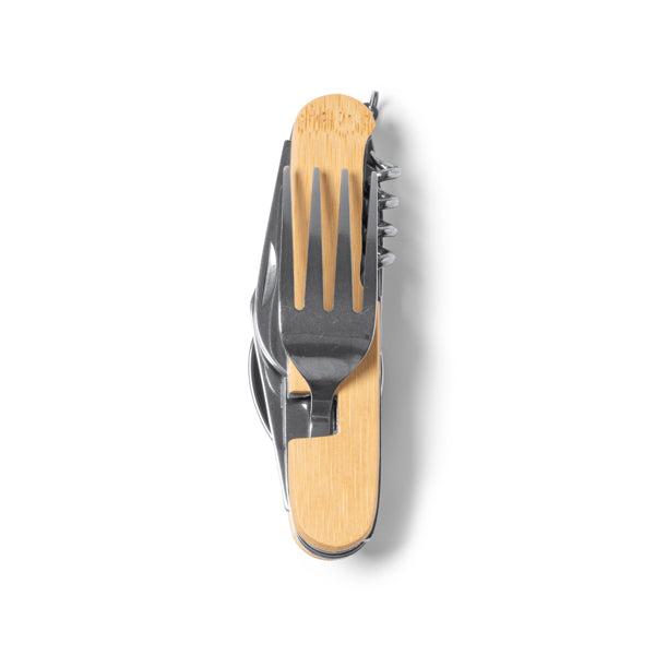 Navaja multiusos de bambú con sacacorchos · Crudo