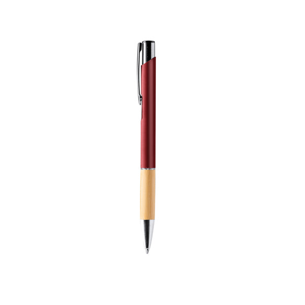 Bolígrafo de aluminio con empuñadura de bambú · Rojo Oscuro