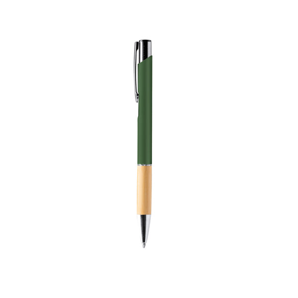 Bolígrafo de aluminio con empuñadura de bambú · Verde Oscuro