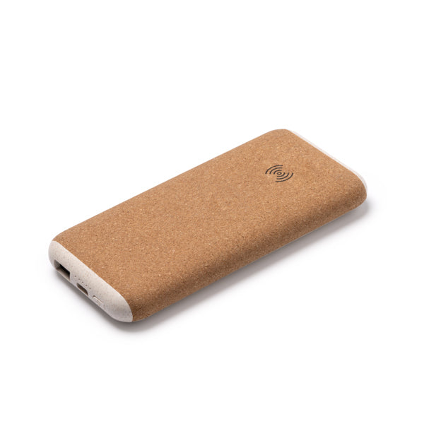 Batería externa de corcho 10000 mAh con carga inalámbrica