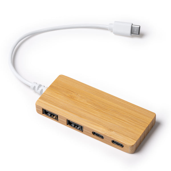 Hub USB alargado de bambú