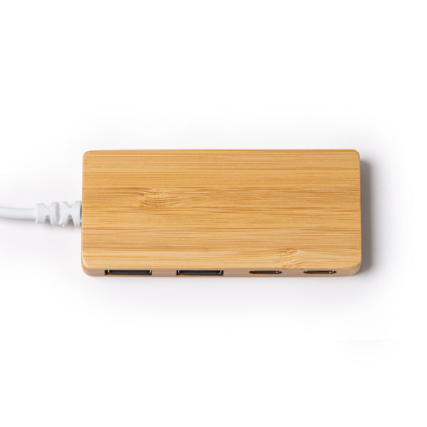 Hub USB alargado de bambú · Crudo