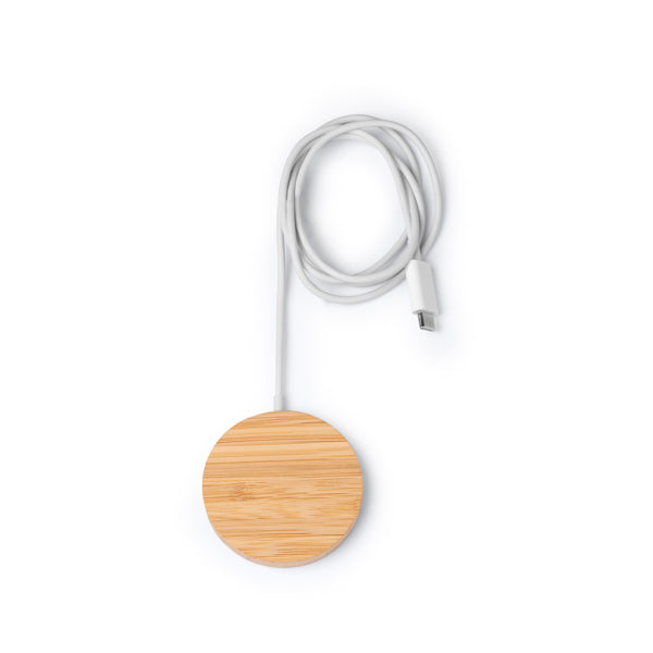 Cargador inalámbrico magnético de bambú 15 W · Crudo
