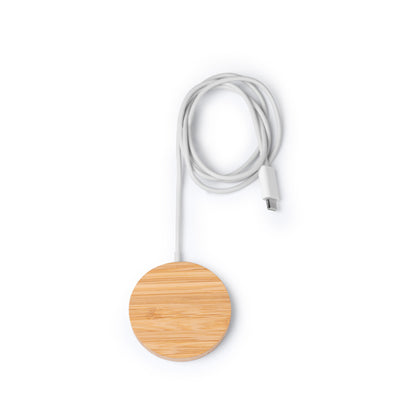 Cargador inalámbrico magnético de bambú 15 W · Crudo