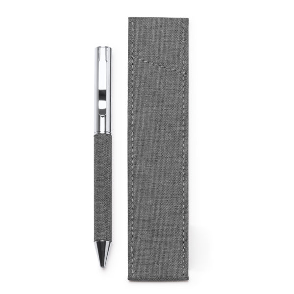 Bolígrafo giratorio con funda de RPET · Gris