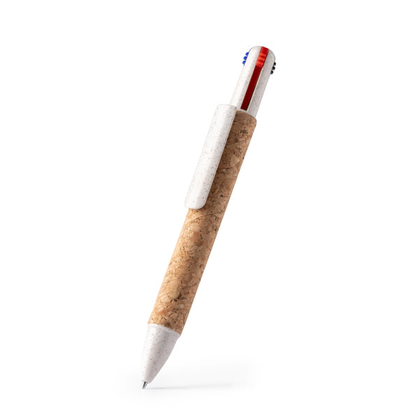 Bolígrafo de 4 colores de corcho y fibra de trigo
