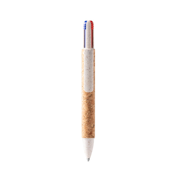 Bolígrafo de 4 colores de corcho y fibra de trigo · Crudo