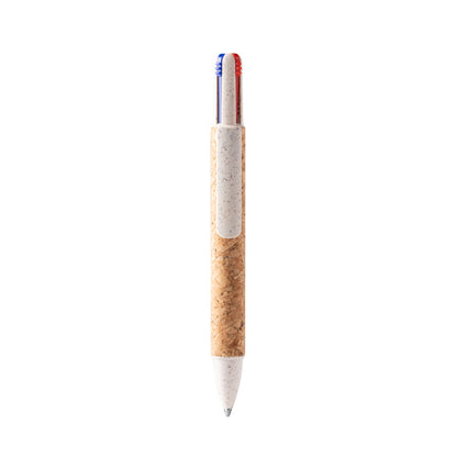 Bolígrafo de 4 colores de corcho y fibra de trigo · Crudo