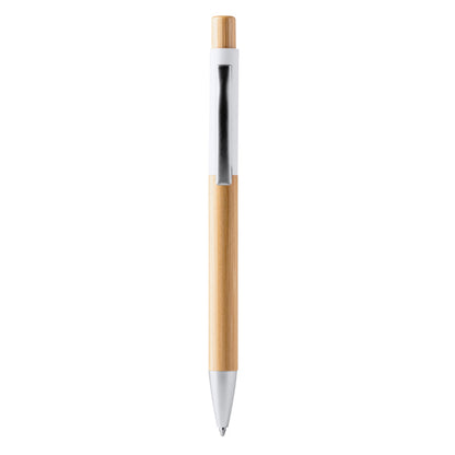 Bolígrafo de bambú con detalle de color tacto suave · Blanco